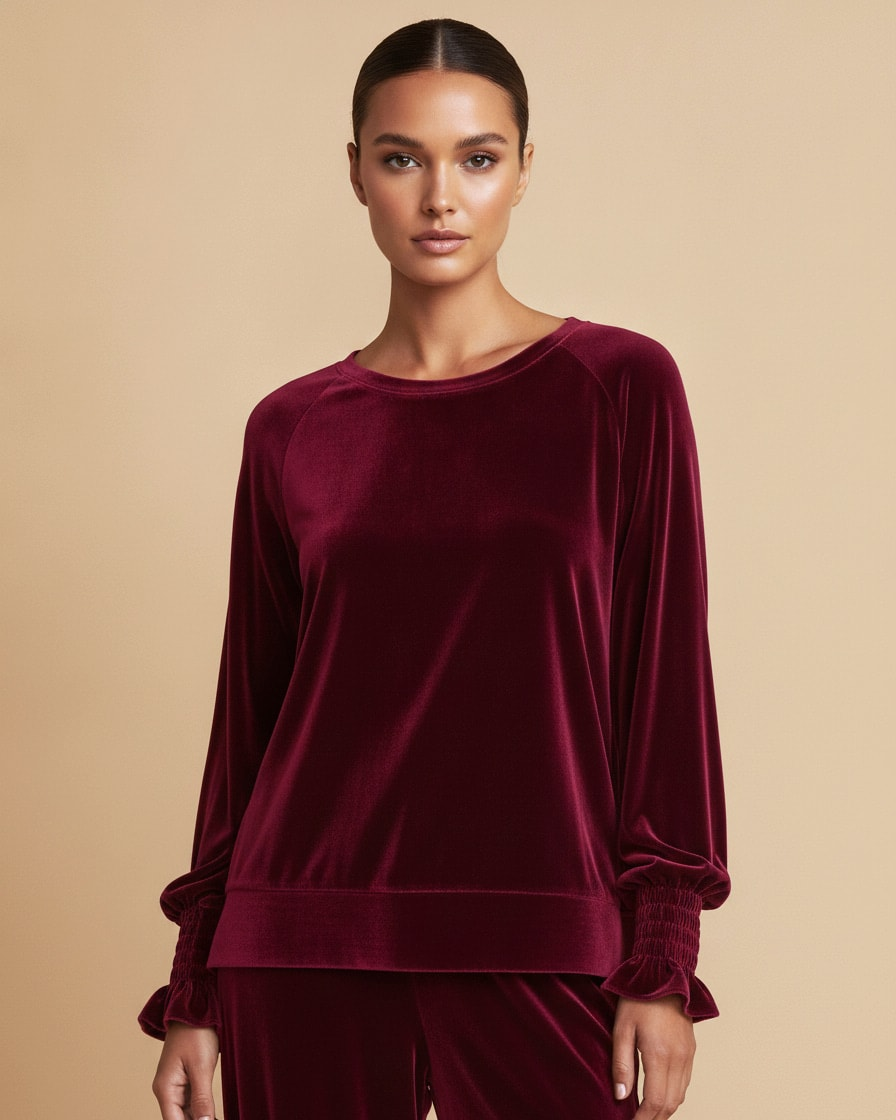 velvet long sleeve top wide 26100