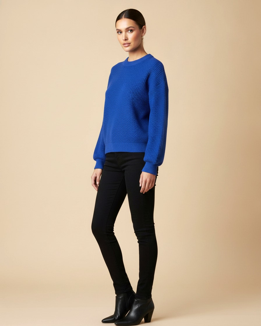 waffle knit fit long sleeve 02000