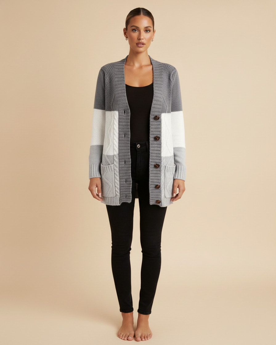 white knitted sweater cardigan buttons 81248