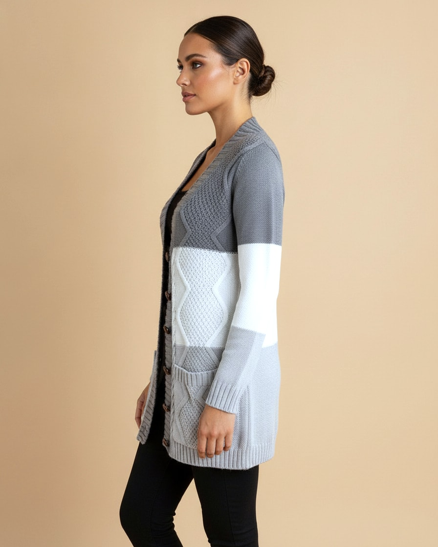 white knitted sweater cardigan buttons 81248