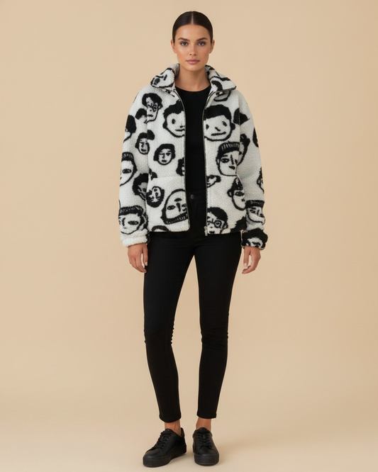 wool coat funny print coats 65856