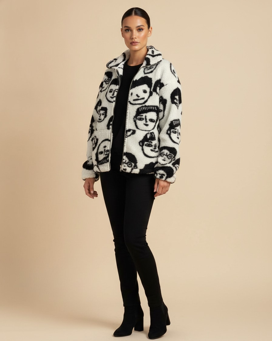 wool coat funny print coats 65856